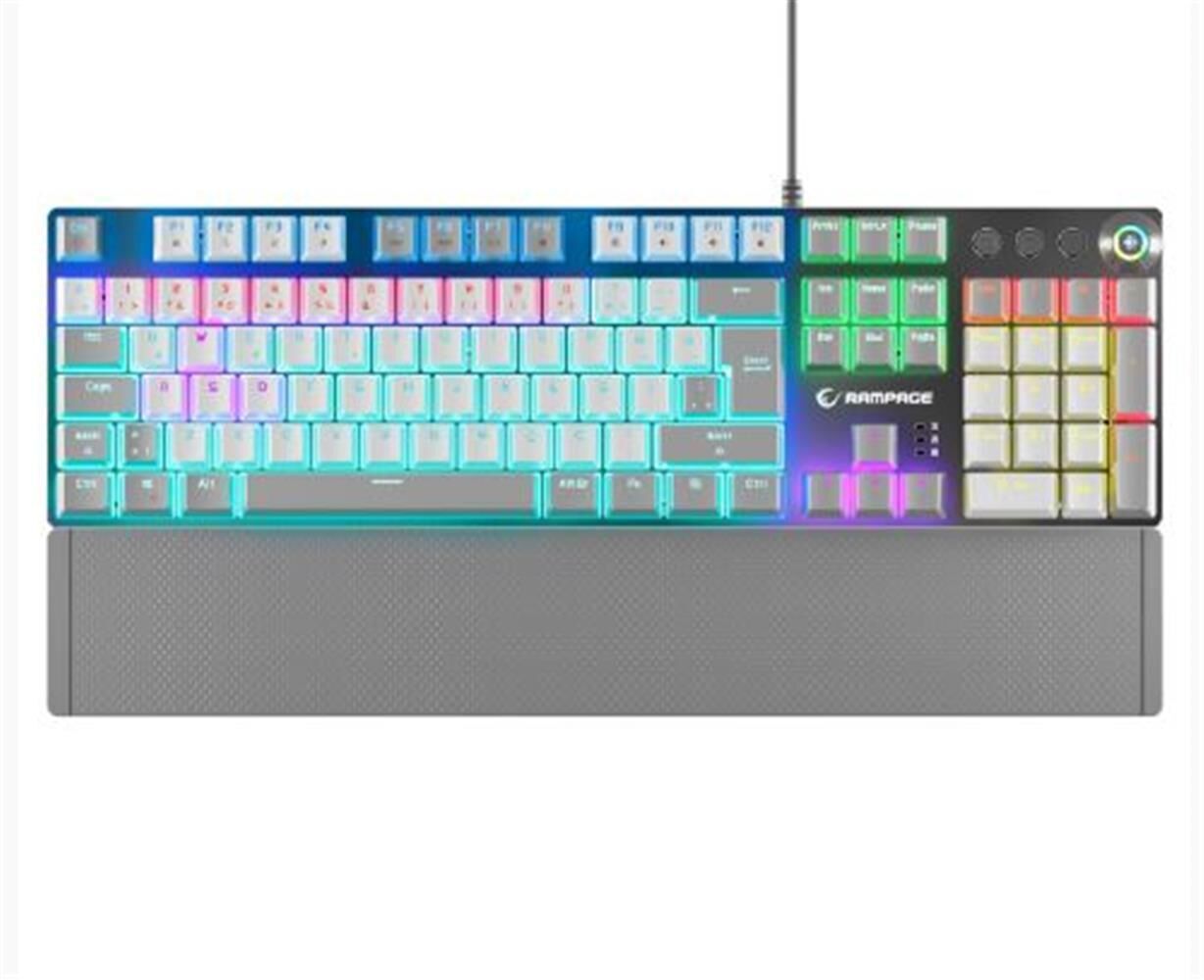 Rampage KB-R28 BLADE PLUS Beyaz - Gri Gökkuşağı Aydınlatmalı Tam Türkçe Red Switch Gaming Klavye