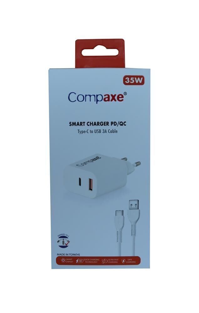 Compaxe CTA-200CA PD+QC 3.0 35W Ev Şarj Kafa