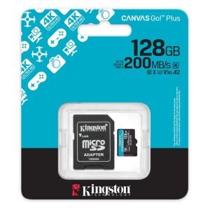 Kingston SDCG4-128GB 128GB microSDXC Canvas Go Plus Gen4 200MB-s A2 U3 V30 Card + ADP Hafıza Kartı