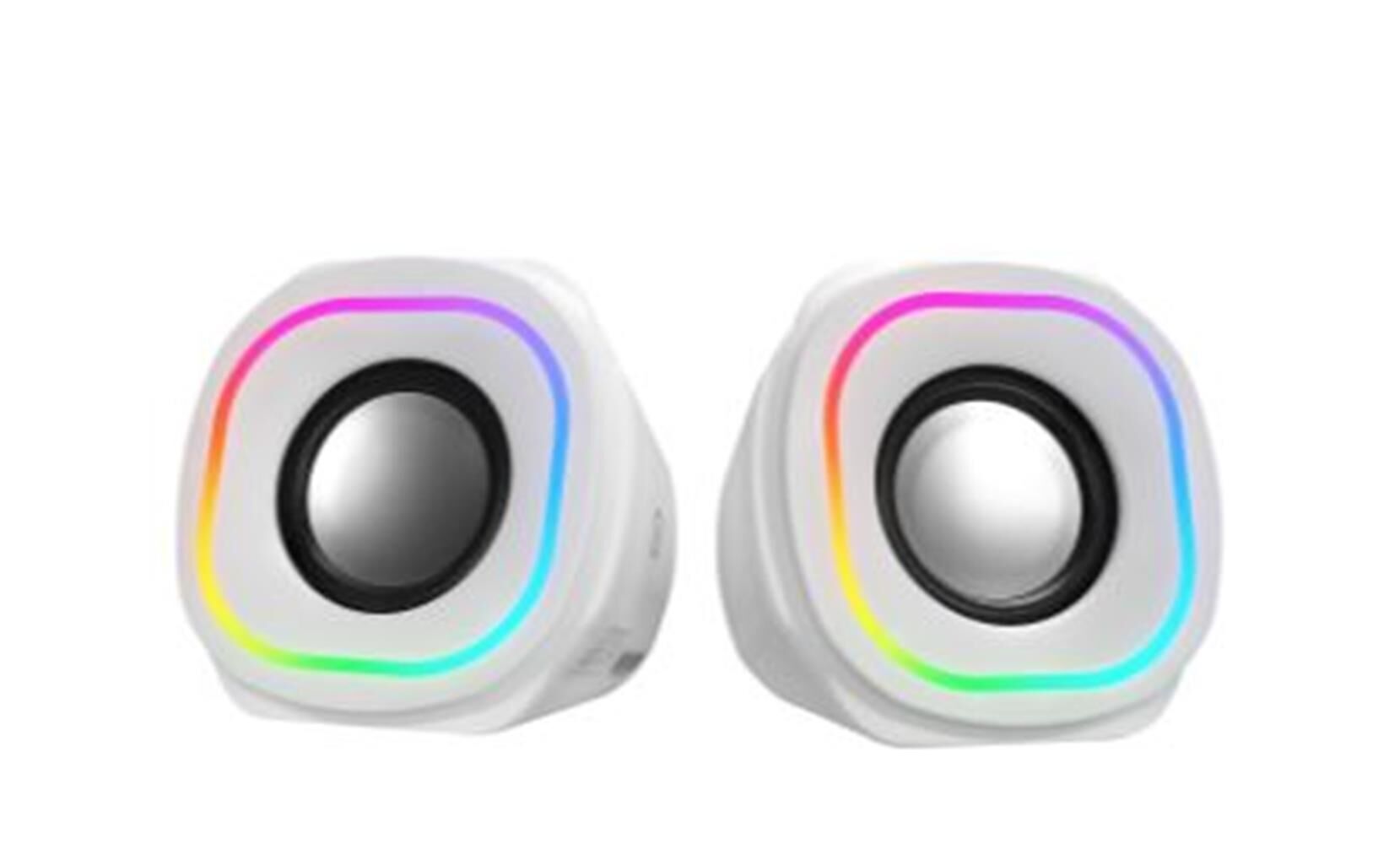 Mikado MD-180 2.0 3W-2 Beyaz RGB Aydınlatmalı USB + 3.5mm USB 5V Speaker Hoparlör