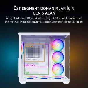 JAMES DONKEY STARK S801 7X ARGB 650W GAMING CASE WHITE