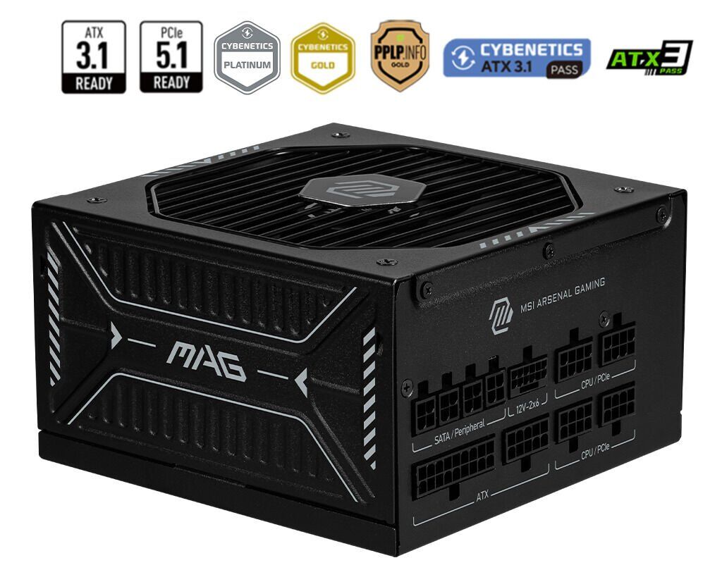 MSI MAG A1000GLS PCIE5 1000W 80+ GOLD POWER SUPPLY