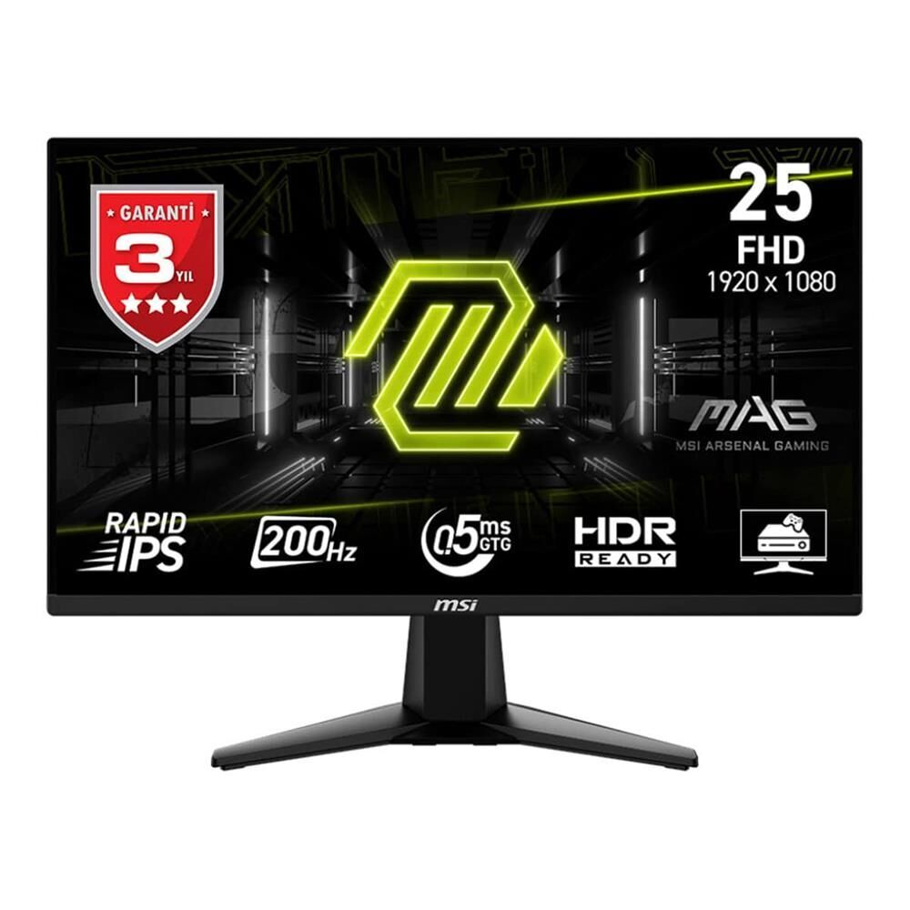 Msi 24.5'' Mag 255F E20 1920x1080 Flat Rapid Ips 200Hz 0.5Ms (Gtg) Hdmı Dp Gaming Monitör