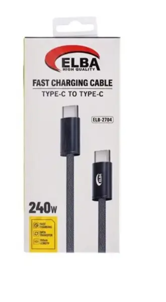 Elba ELB-2704 240w Type-c To Type-c 1mt Örgülü Desenli  Şarj Kablosu 480Mps  Hızlı Şarj