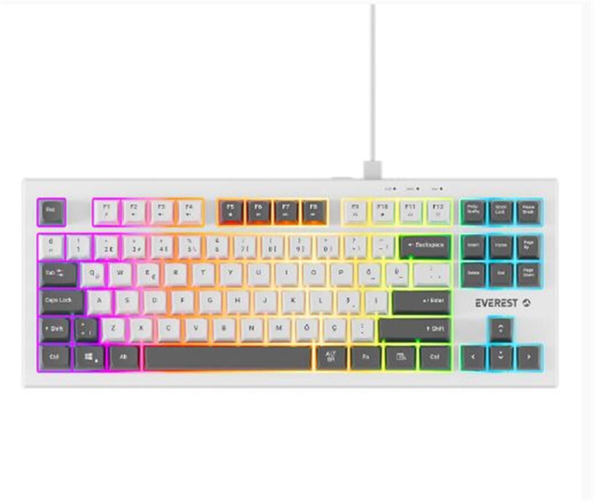 Everest KB-98 SILENT TKL Beyaz-Gri Mavi Rainbow Q Membrane Klavye