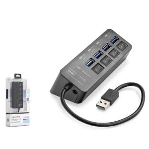 Hadron HDX7056 İetop Usb Hub 5Gbps 1x Usb 3.1 + 3x Usb 2.0 Switchli 4 Port Çoklayıcı Siyah