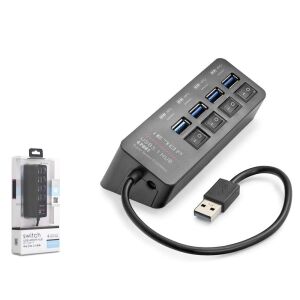Hadron HDX7056 İetop Usb Hub 5Gbps 1x Usb 3.1 + 3x Usb 2.0 Switchli 4 Port Çoklayıcı Siyah