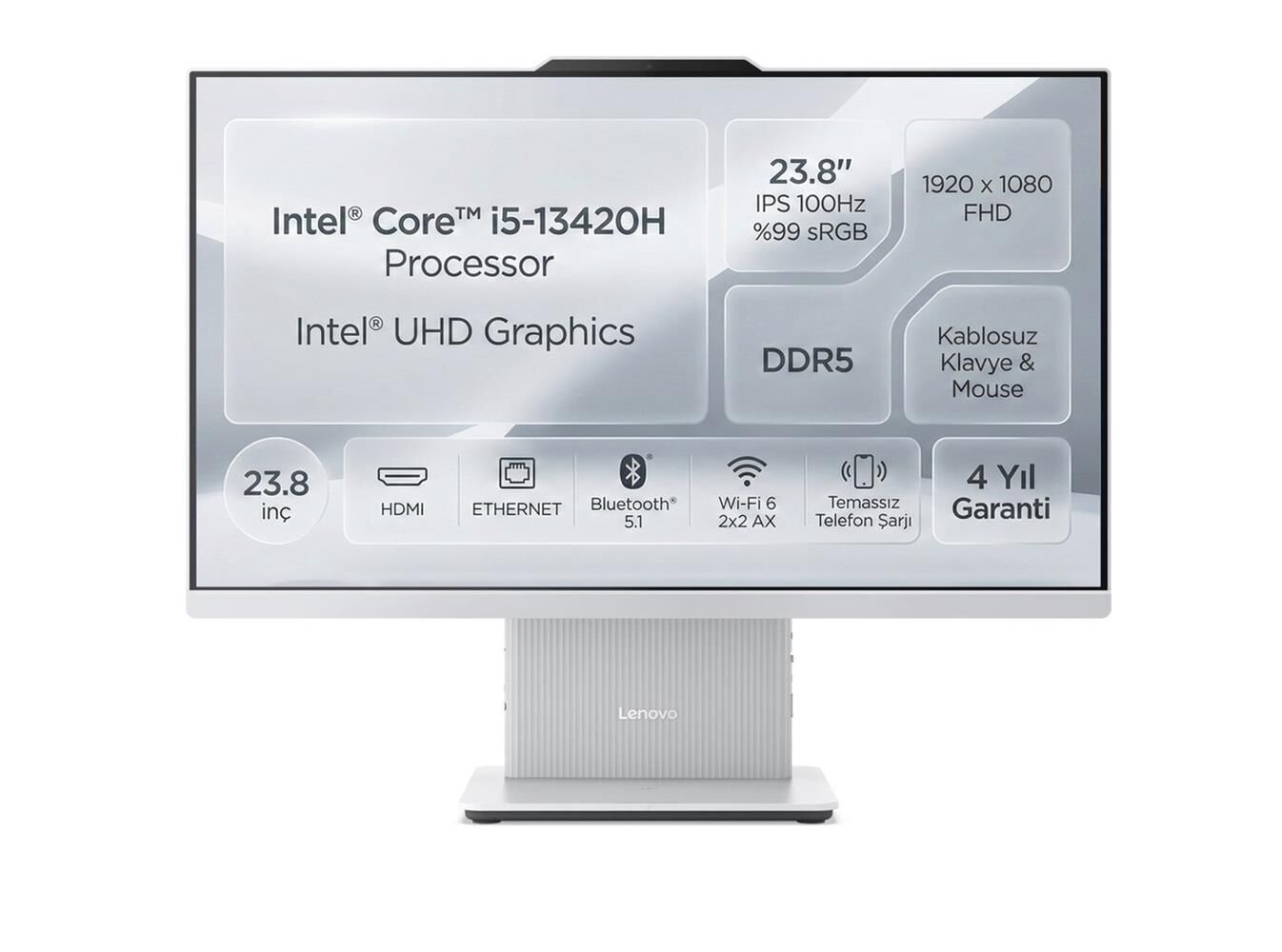 Lenovo Ideacentre 24IRH9 F0HN0054TR I5-13420H 16GB 512GB SSD 23.8'' Fhd FreeDOS AIO Bilgisayar