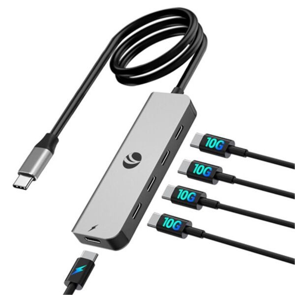 Vcom CUE11S-Gray Type-C To 4-Usb-C (10GBps)+Pd 3.0 100W Çoklayıcı
