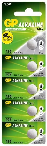 GP GP189-C5 LR54 AG10-LR1130 Alkalin Düğme Pil 5'li Paket