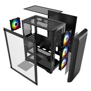 PowerBoost PB-PS5847B 600W ATX USB 3.0 Rainbow Fanlı Mesh Gaming Siyah Kasa