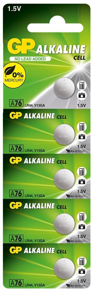 GP GPA76-C5 LR44 AG13 Alkalin Düğme Pil 5'li Paket 