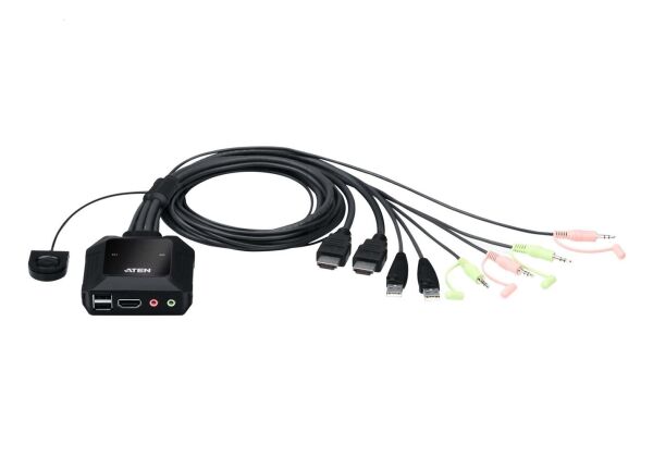ATEN CS22H 2 Port USB 4K KVM (Keyboard-Video Monitor-Mouse) Switch, Masaüstü Tip, KVM bağlantı