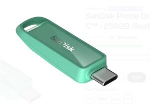 Sandisk SDIXS0N-256G-GN6NQ 256GB Phone Drive with USB-C-128GB (Seafoam Green) Flash Bellek
