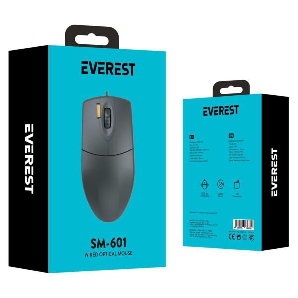 Everest SM-601 1.8MT Kablolu USB Siyah Optik Mouse