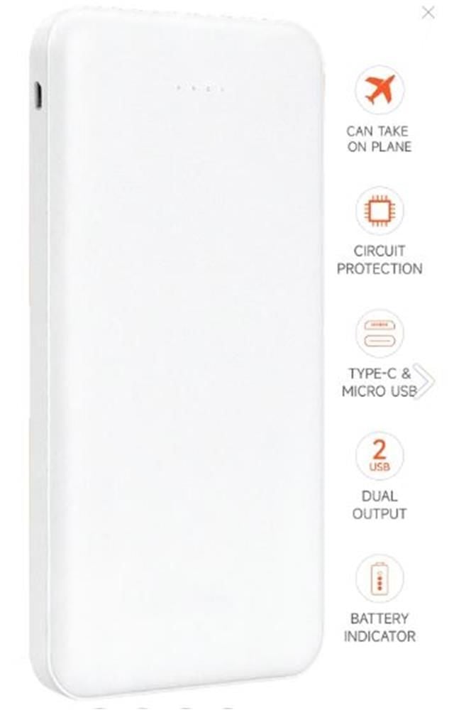 SnapMax SNP-3000 Beyaz 10.000 mah Powerbank 2x USB Çıkışlı 1 Type-C ve 1 Micro Girişli