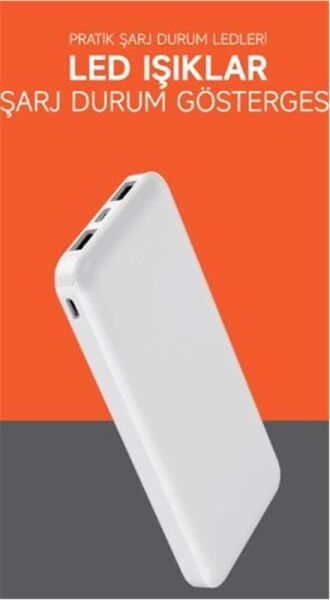 SnapMax SNP-3000 Beyaz 10.000 mah Powerbank 2x USB Çıkışlı 1 Type-C ve 1 Micro Girişli