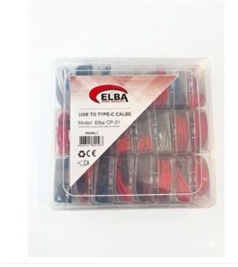 Elba CP-01 Şeffaf Kutulu Usb To Type-c Renkli(Kırmızı,Lacivert,Beyaz,Gri,Bordo)24lü Şarj Kablosu
