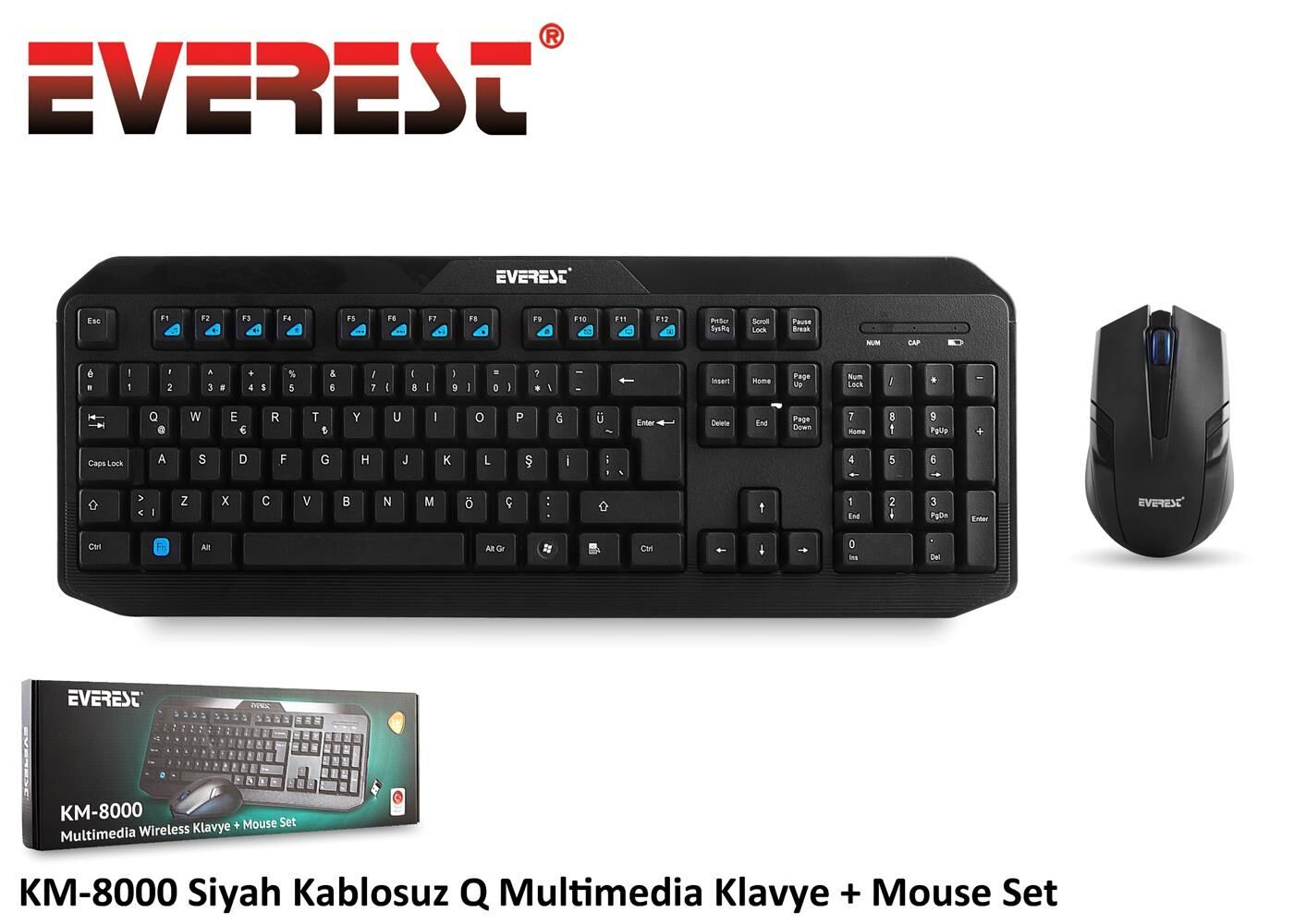 Everest KM-5535 Usb Multi Media Kablosuz Q Standart Klavye + Mouse Set