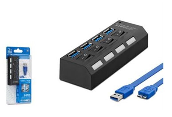 Hadron Hdx7023 Usb3.0 Hub Anahtarlı 4 Port 0,5m Siyah