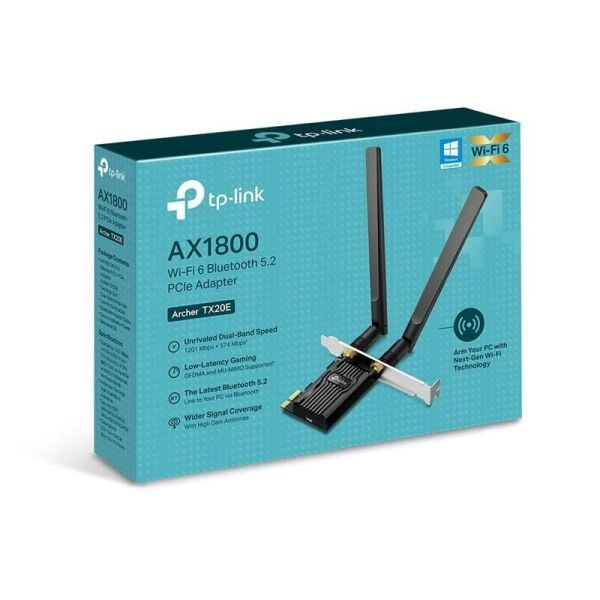 TP-LINK ARCHER TX20E AX1800 WIFI6 BLUETOOTH 5.2 PCIE ADAPTOR