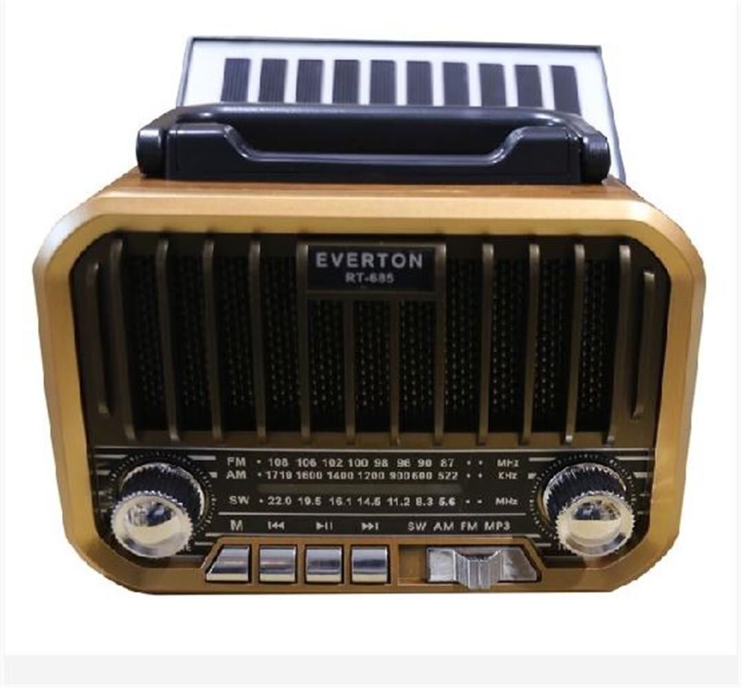 Everton RT-685  Şarjlı,Solarlı  Nostaljik Radyo ( Bluetooth-USB-SD-FM)