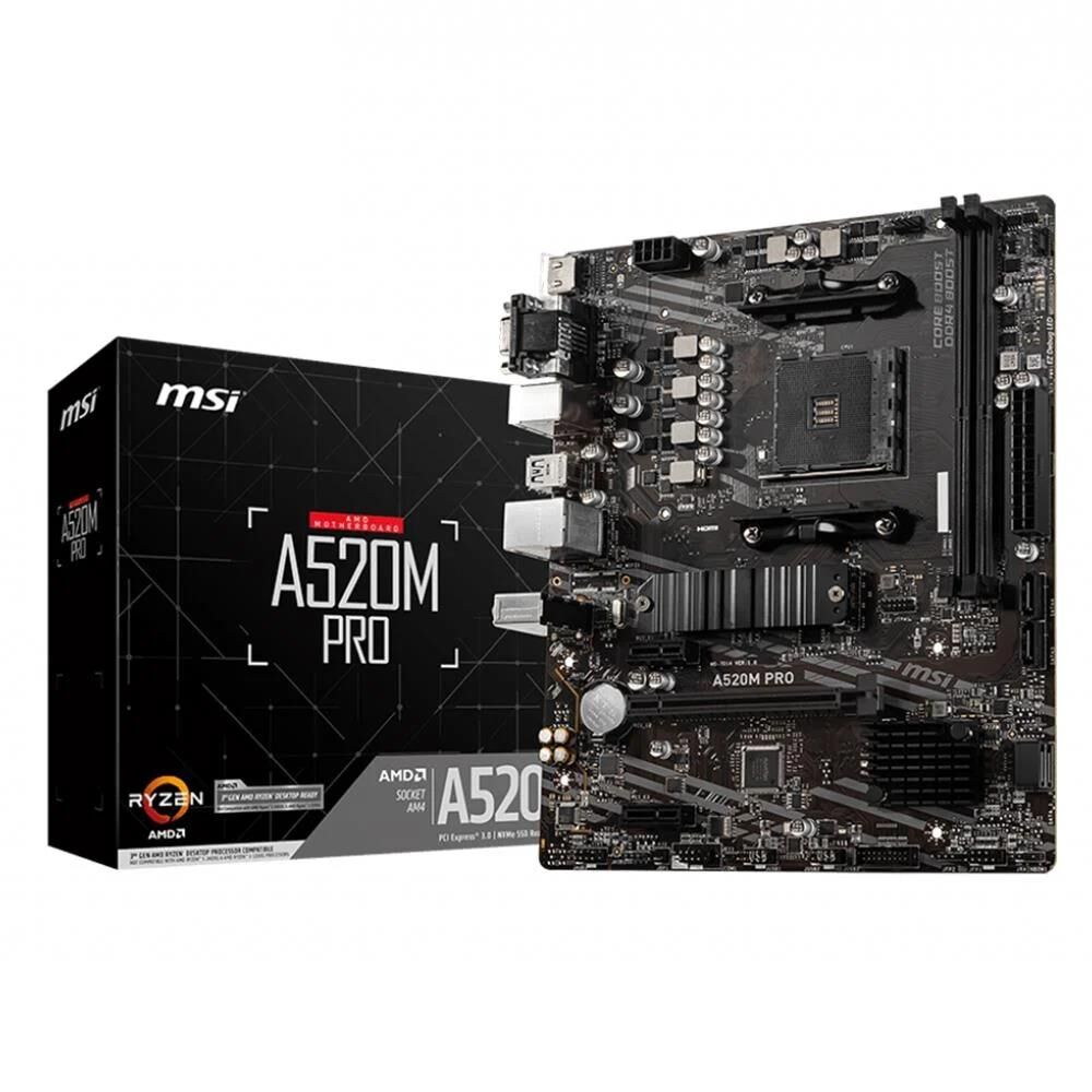 Msi A520M PRO Amd A520 Soket AM4 DDR4 4600 MHz(OC) M.2 Anakart