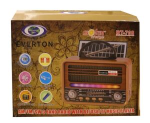 Everton Rt-708  Bluetooth Fm-Usb-Tf-Aux Solarlı  Şarjlı Nostaljik Radyo