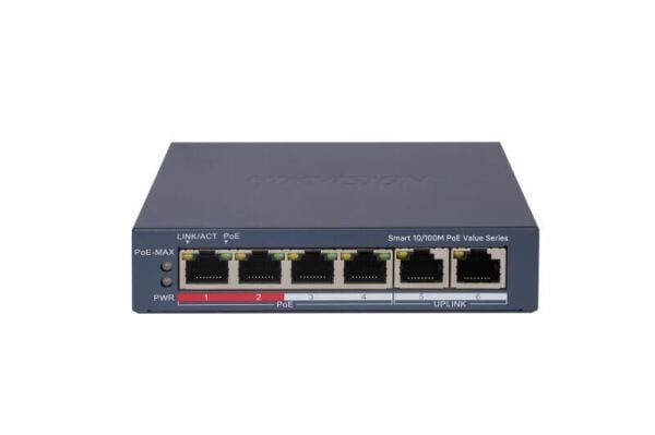 HIKVISION DS-3E1106P-EI/M 4XFE+2XFE MEGABİT 45W POE SWİTCH
