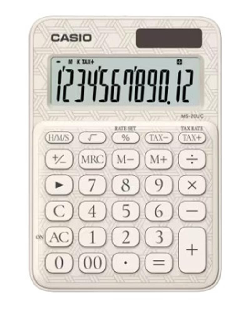 Casio MS-20UC-JWE 12 Hane Beyaz Desenli Masa Üstü Hesap Makinesi
