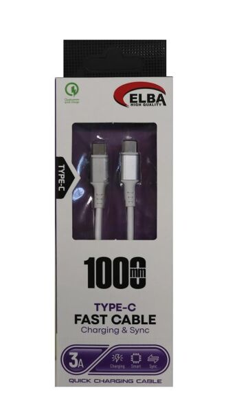 Elba Elb120-1 120w Type-c To Type-c 1Mt Siyah Örgülü  Şarj Kablosu ( Data Veri )