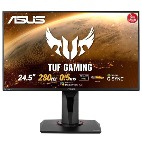 Asus 24,5'' Tuf Gaming VG258QM HDR Freesync Ve G-Sync Uyumlu 1920x1080 0.5MS 280HZ DP HDMI Monitör