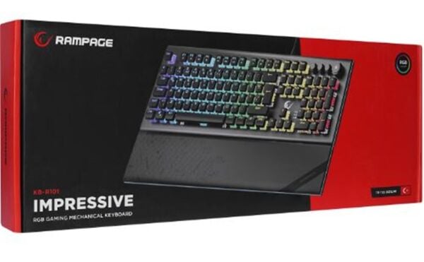 Rampage KB-R101 IMPRESSIVE Gri-Siyah USB RGB Aydınlatmalı İnce Tasarım Red Switch Oyuncu Klavyesi