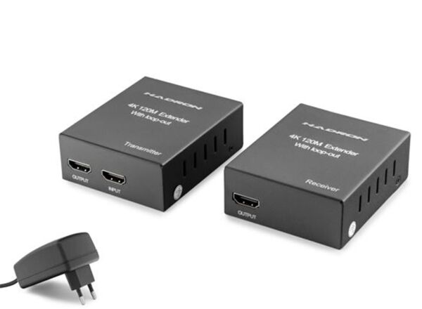 Hadron Hdx1368 120M Hdmi Extender Loop Out 4K  Siyah
