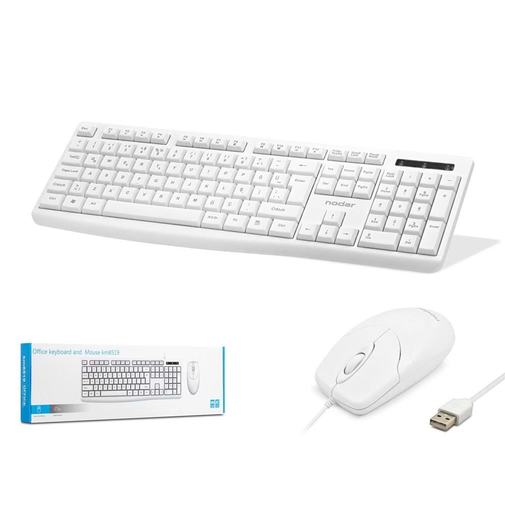 Nodar Km8519 Kablolu Klavye ve Mouse Set Q Beyaz
