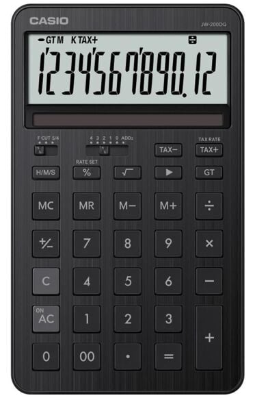 Casio JW-200DQ-BK 12 Hane Siyah Masa Üstü Hesap Makinesi