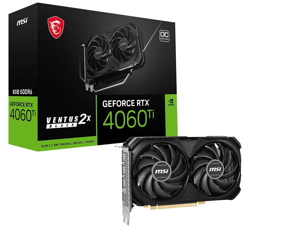 MSI GEFORCE RTX 4060 TI VENTUS 2X BLACK 8G OC GDDR6 8GB GDDR6 DP HDMI 128Bit