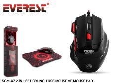 Everest SGM-X7 Usb Siyah Makrolu 7200dpi Oyuncu Mouse +Gaming Mouse Pad