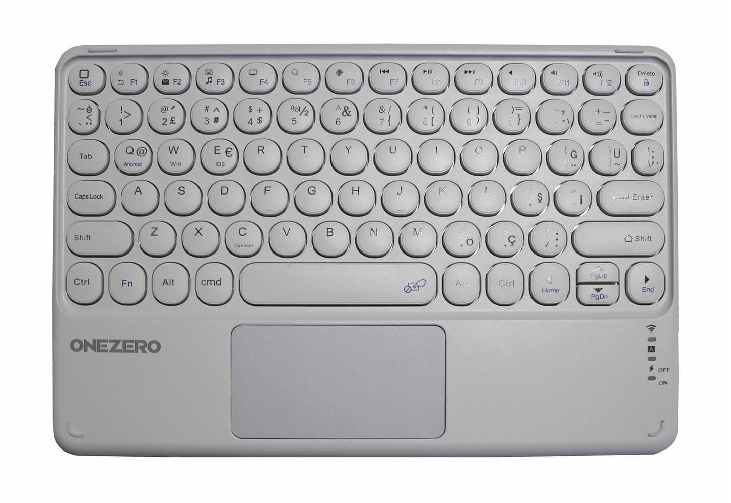 Onezero No:102 Beyaz Bluetooth Touch PAD li Klavye Slim