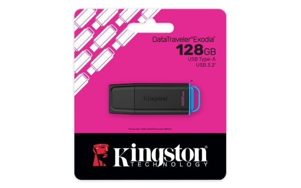 Kingston DTXG2-128GB 128GB Portable USB 3.2 Gen 1 DataTraveler Exodia Black-Blue Flash Bellek