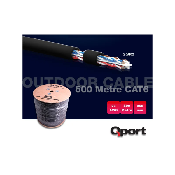 QPORT Q-CATO2 CAT6 23 AWG UTP 500M OUTDOOR KABLO