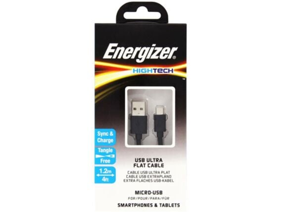 Energizer C21UBMCGBK4 1.2m Flat Micro Siyah Usb Kablosu