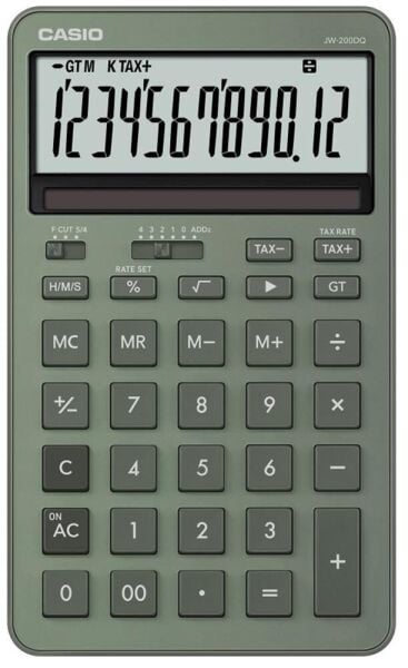 Casio JW-200DQ-GN 12 Hane Puslu Yeşil Masa Üstü Hesap Makinesi