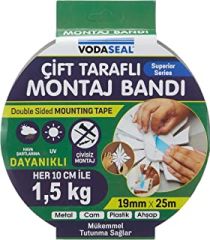 Vodaseal Çift Taraflı Köpük Montoj Bantı 19MMX25mt (Metal-Cam-Plastik-Ahşsap)