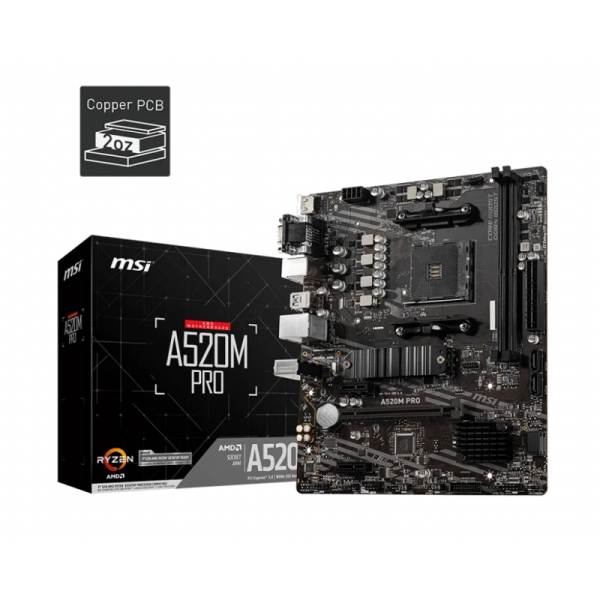 MSI A520M PRO DDR4 3200MHZ 1XVGA 1XHDMI 1XDP 1XM.2 USB 3.2 MATX AM4 (AMD AM4 5000/4000 /3000 SERİSİ İLE UYUMLU)