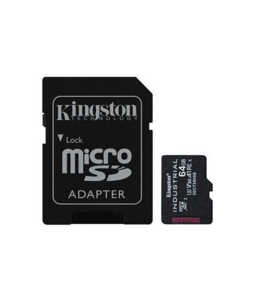Kingston 64GB microSDXC Industrial C10 A1 pSLC Card + SD Adapter