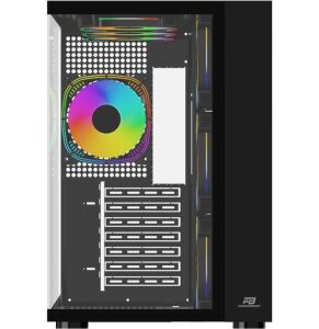 PowerBoost PB-SS02B Sea View USB 3.0, ATX 7 x ARGB Fanlı, Siyah Kasa (PSU Yok)