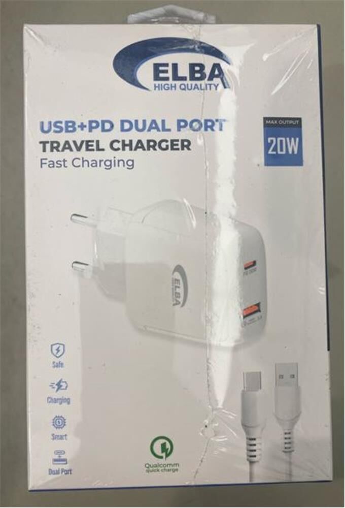 ELB44 ELBA 20W 2Lİ PD+USB TYPE-C SET (Usb To Type-C Kablo ) Hızlı Şarj
