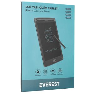 Everest EV-DY100 8,5'' Siyah Tek Tuşla Sil Dijital Yazı Tahtası Yazı Alanı 125x175mm