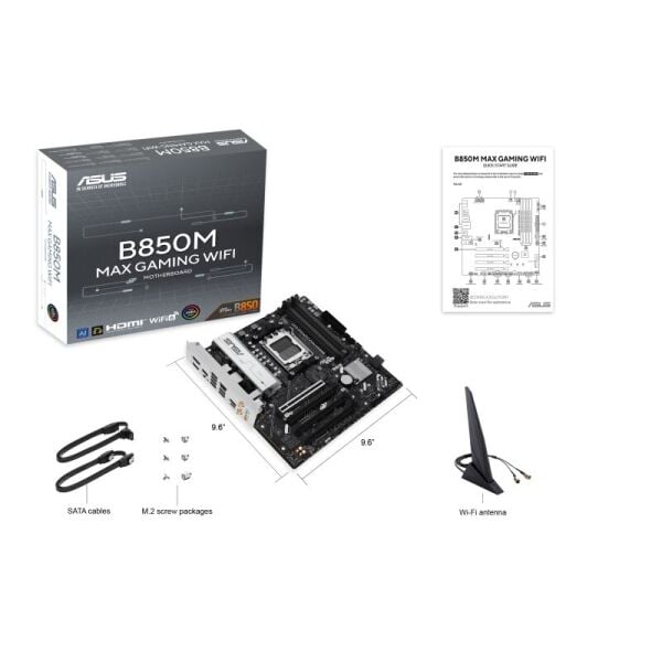 ASUS B850M MAX GAMING WIFI AM5 DDR5 8000MHZ(OC)  mATX HDMI ANAKART